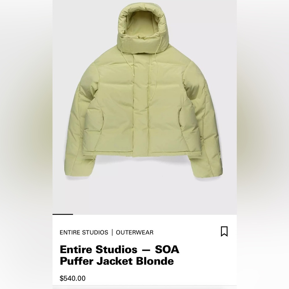 New with tags never worn entirestudios blonde puffer size S